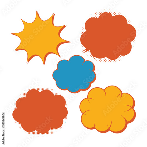 Comic Style Speech Bubbles: A set of vibrant, stylized speech bubbles, each with a unique shape, ready to convey thoughts, emotions, and dynamic expressions.