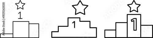 Winner podium icon collection with first place number one and star symbol illustrating achievement ranking and success in competitive sports or business