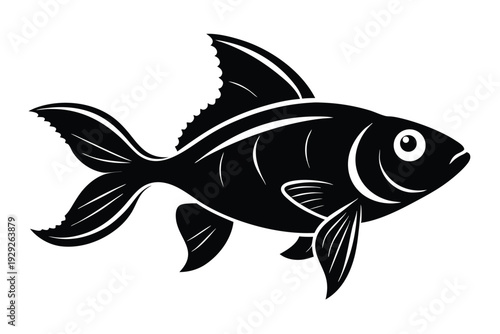 goldfish silhouette line art vector illustration