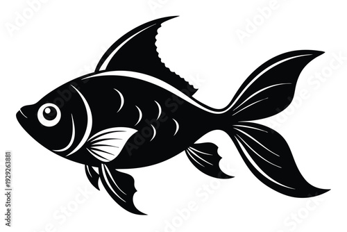 goldfish silhouette line art vector illustration