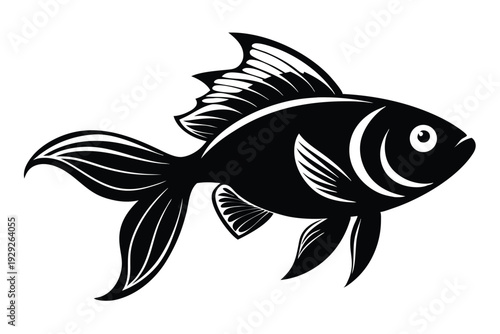 goldfish silhouette line art vector illustration