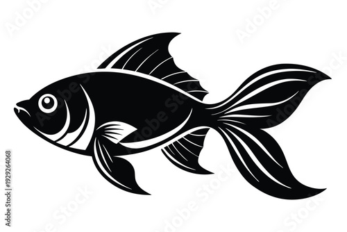 goldfish silhouette line art vector illustration