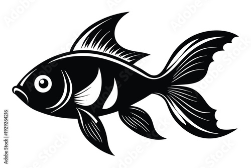 goldfish silhouette line art vector illustration