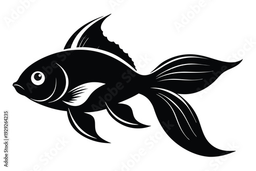 goldfish silhouette line art vector illustration