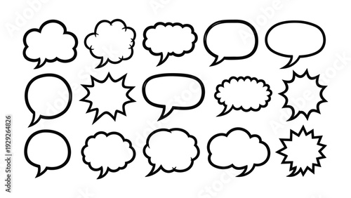 Chat Bubbles Array: A collection of various chat bubble designs, ready to convey thoughts, ideas, and dialogues in creative ways.