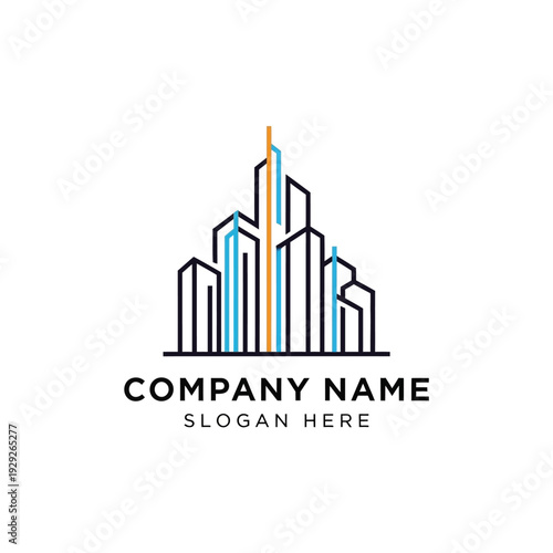 Modern City Skyline Logo Design Template.