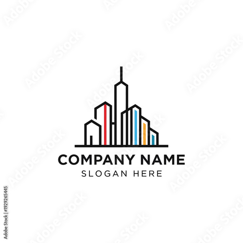 Stylized City Skyline Logo Design Template.