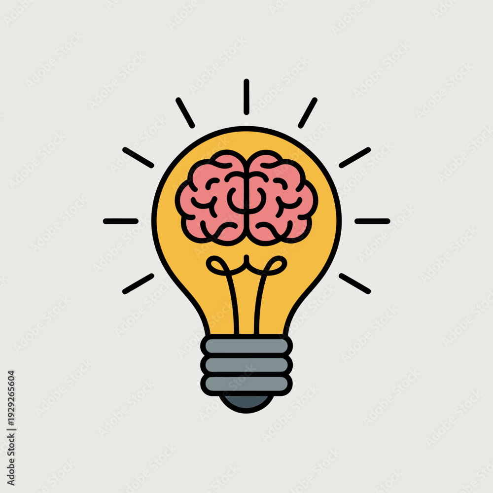 Fototapeta premium Light bulb with brain inside symbolizing creative idea and innovation concept