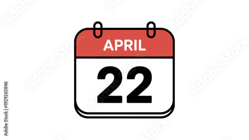 April 22nd calendar page with red header and black text