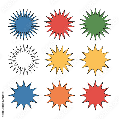 Starburst Collection: An array of vibrant starburst shapes bursts with dynamic energy, each meticulously crafted to bring life to any creative project.