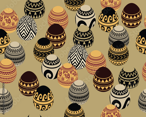 Fancy Easter Egg Colorful Seamless Pattern Background Wallpaper Maori