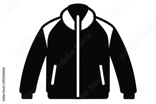 fleece jacket silhouette line art vector illustration