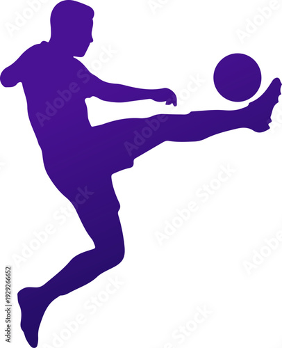 Dynamic Soccer Player Silhouette Kicking Ball Graphic
