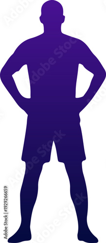 Strong Man Silhouette in Vibrant Digital Gradient