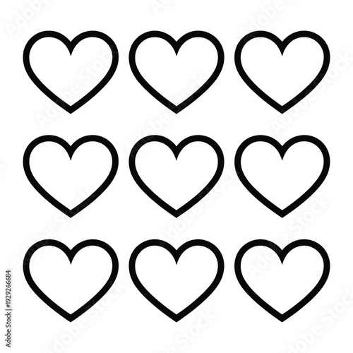 Nine Heart Symbols: A pattern of nine heart symbols, conveying love, affection, and emotional connection, suitable for themes of relationships, romance, and digital design.