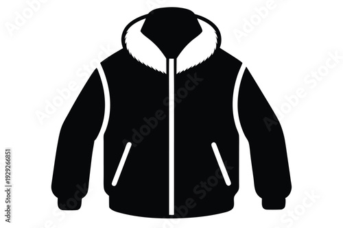 fleece jacket silhouette line art vector illustration