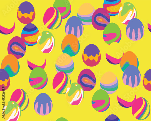 Fancy Easter Egg Colorful Seamless Pattern Background Wallpaper Psychedelic
