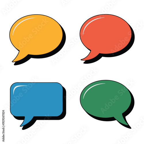 Speech Bubbles: A vibrant collection of colorful speech bubbles, each with a unique shape, ready to convey thoughts and ideas in a dynamic visual communication.