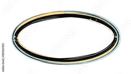 Simple oval frame with a hand-drawn textured border in light blue and yellow colors suitable for names or short labels.