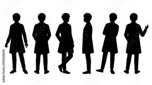 Standing Human Silhouette Vector Poses