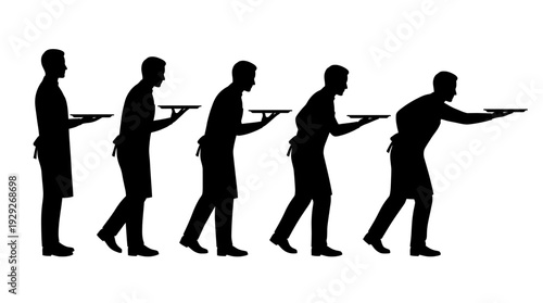 Waiter Serving Silhouette Vector Sequence