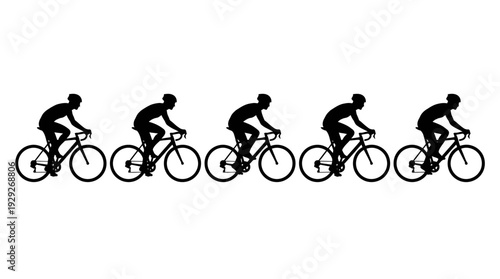 Cyclist Pedaling Silhouette Vector Sequence