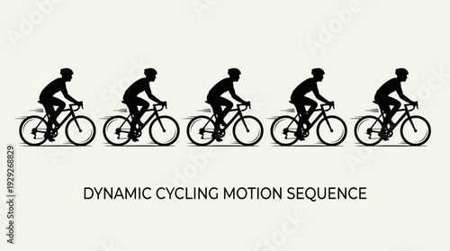 Cyclist Pedaling Silhouette Vector Sequence