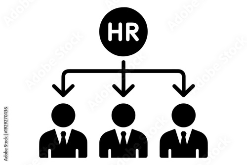 HR structure overseeing a trio of workers, an insightful representation of human resources and organizational structure.