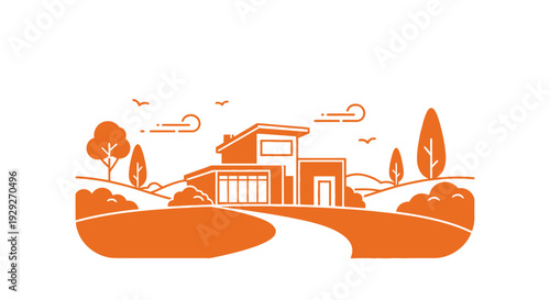 House Building Architecture Design Illustration.