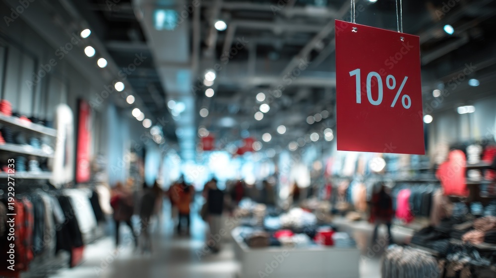 Fototapeta premium Store discount sign inside retail space