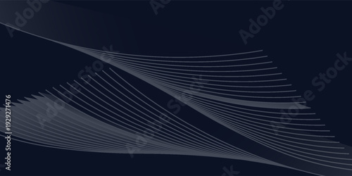 Abstract Futuristic Topographic Wave Pattern on Dark Blue Background.