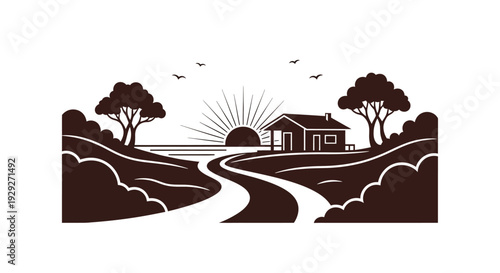 Illustration of a House on a Hill.