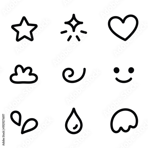 Elegant Icon Set: A captivating assortment of minimalistic icons, perfect for conveying emotions and enhancing any design.