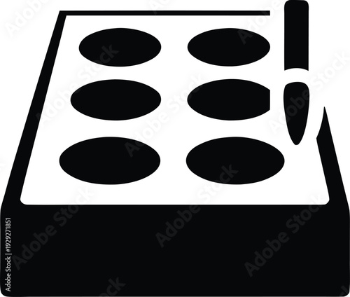 staining tray wells silhouette vector illustration on transparent background