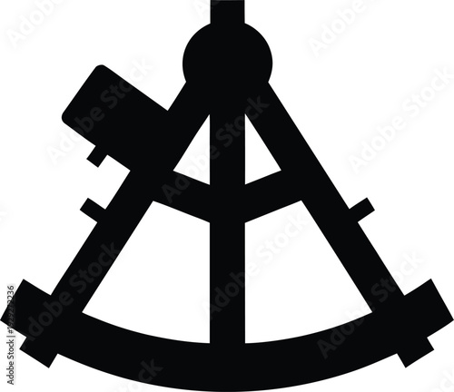 sextant measuring angle silhouette vector illustration on transparent background