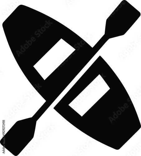 rowboat with oars silhouette vector illustration on transparent background