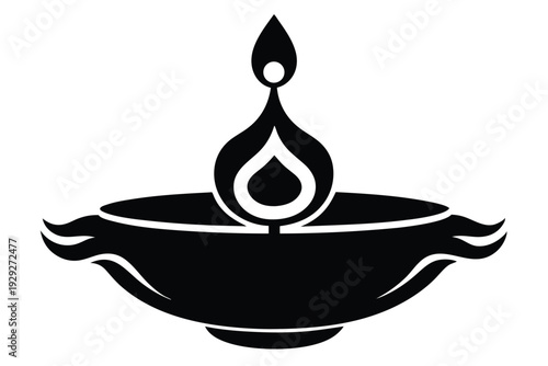 diwali lamp silhouette line art vector illustration