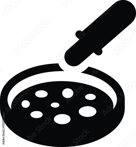 petri dish with colony dots silhouette vector illustration on transparent background