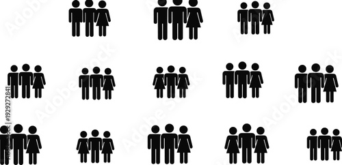 Diversity, people, group, gender, teamwork, inclusion, community, equality, demographics, family, social connection, human figures, diversity icons collection