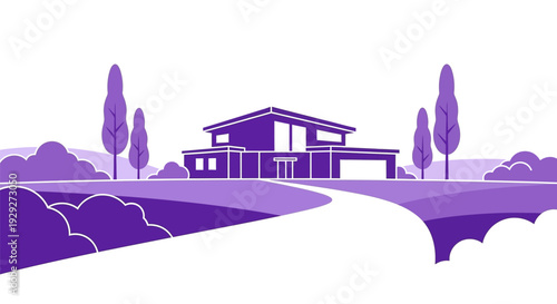 Modern House Illustration with Clean Lines.