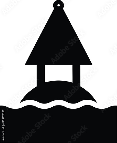nautical mile marker buoy silhouette vector illustration on transparent background