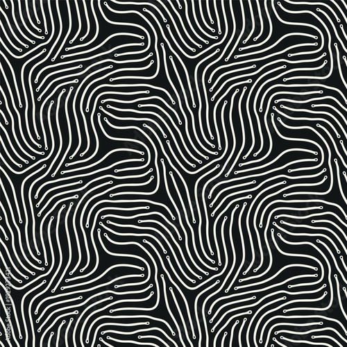 Vector seamless pattern. Free form organic shapes. Stylish structure of natural spots. Hand drawn abstract background. Can be used as swatch in Illustrator. Monochrome confused print.