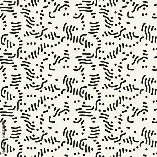 Vector seamless pattern. Free form organic shapes. Stylish structure of natural spots. Hand drawn abstract background. Can be used as swatch in Illustrator. Monochrome confused print.