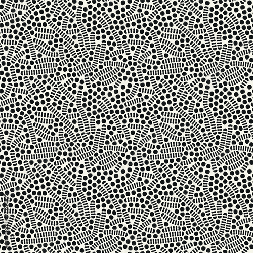 Vector seamless pattern. Free form organic shapes. Stylish structure of natural spots. Hand drawn abstract background. Can be used as swatch in Illustrator. Monochrome confused print.