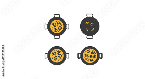 Paella Pan Line art clean abstract illustration