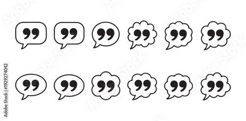 Speech bubble icons with quotation marks for dialogue and testimonial presentation styles
