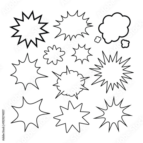 Pop Art Speech Bubbles: A collection of diverse, graphic speech bubbles, perfect for injecting visual interest and conveying thoughts, expressions, and ideas.