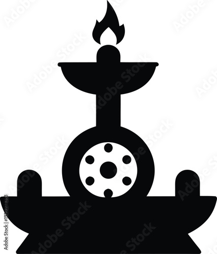 incense clock burning coil silhouette vector illustration on transparent background