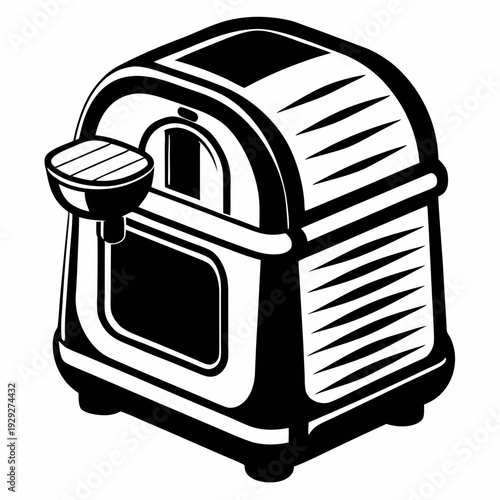 Vintage jukebox music machine retro diner style illustration black and white