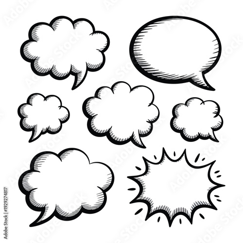 Comic Speech Bubbles: A collection of various comic speech bubbles, perfect for adding text to any graphic, conversation, and storytelling.